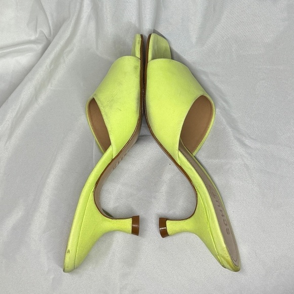 Schutz Dethalia Suede Open Toe Stap Kitten Heel Green Fresh Sandal Size 5.5 - Picture 7 of 15
